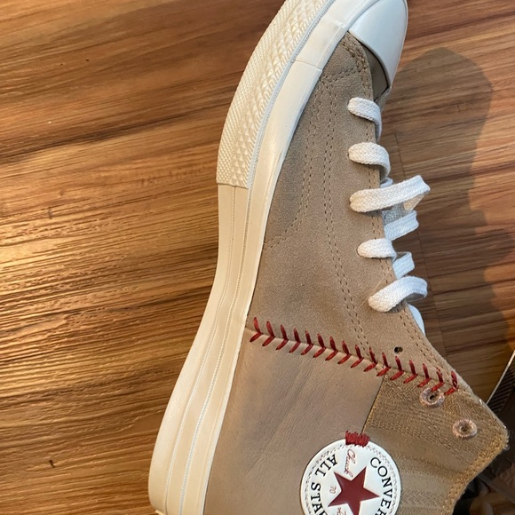 Converse Tan High-Tops with White Accents - Picture 3 of 6